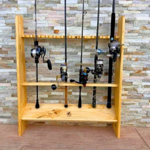 Porta canne da pesca in legno massello artigianale