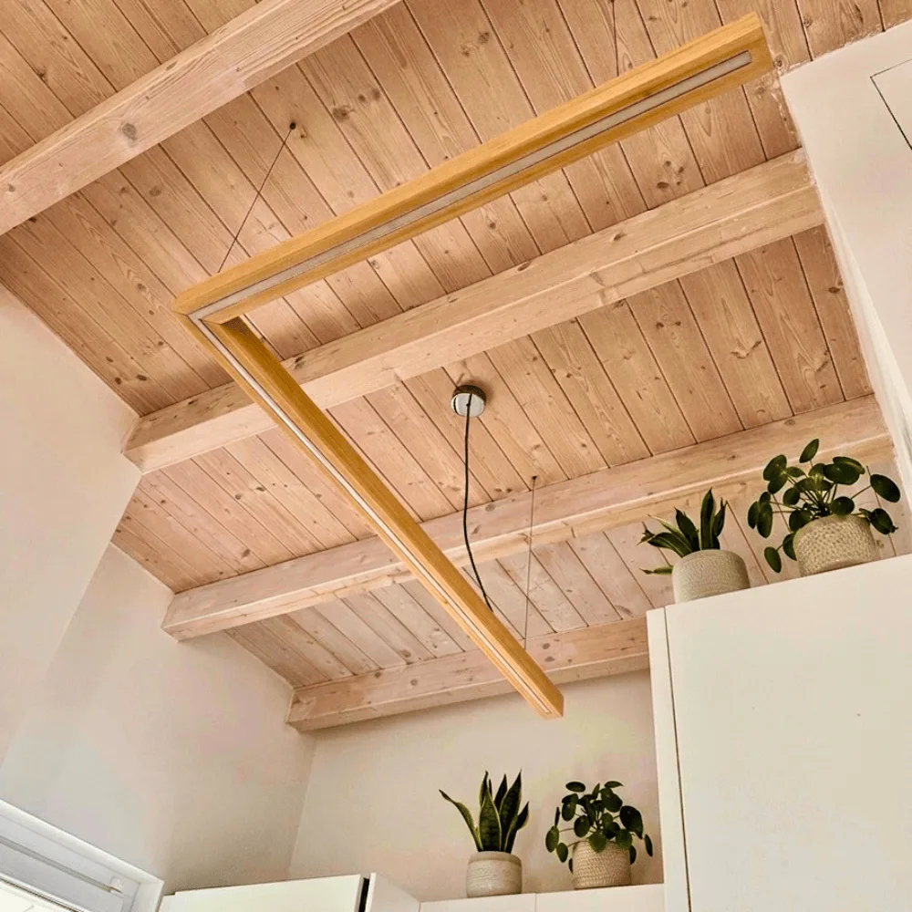 Materia Vector Ayous Naturale - Lampada a Sospensione Custom in Legno Massello